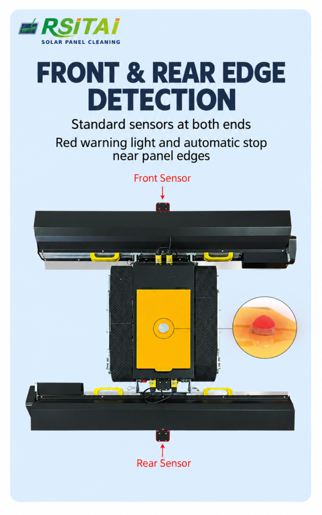 RSITAI solar panel cleaning robot with front and rear edge detection sensors