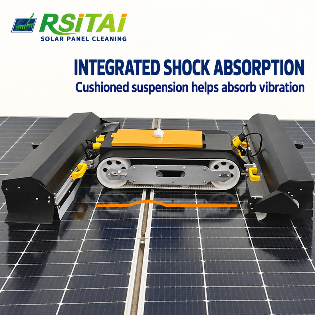 RSITAI tracked solar panel cleaning robot with shock-absorbing suspension