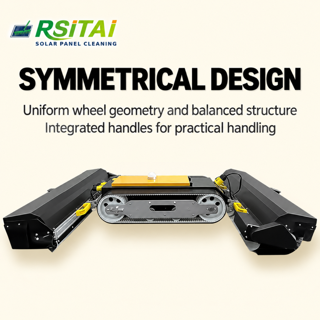Symmetrical chassis design of the RSITAI dual-brush solar panel cleaning robot