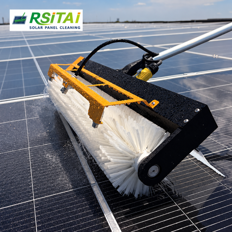 RSITAI roller brush showing bristles, water hose and cleaning head