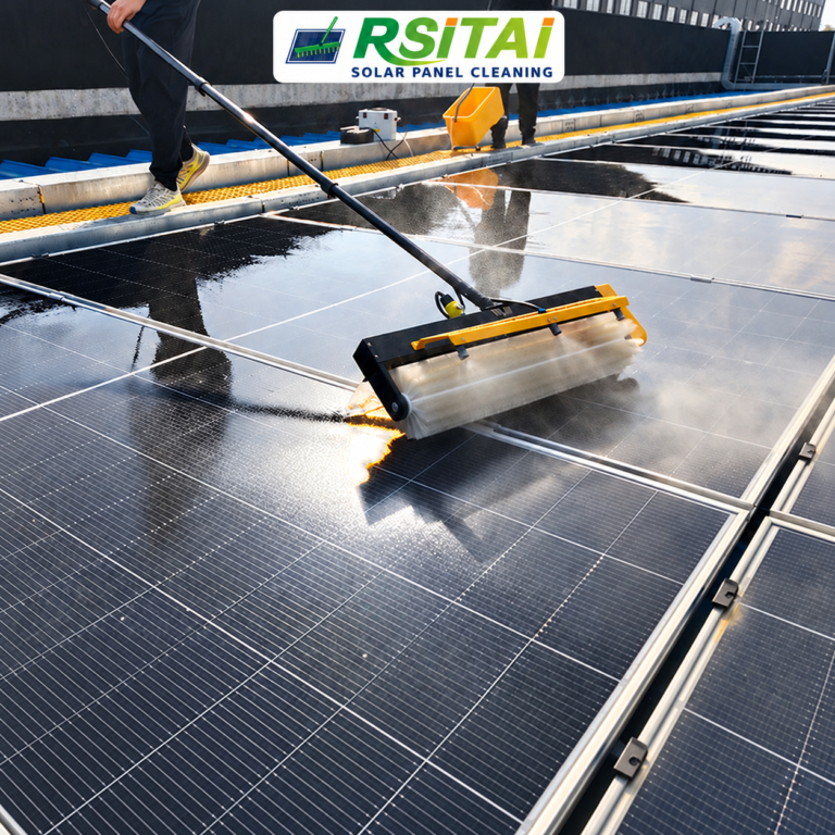 RSITAI roller brush cleaning wet rooftop solar panels